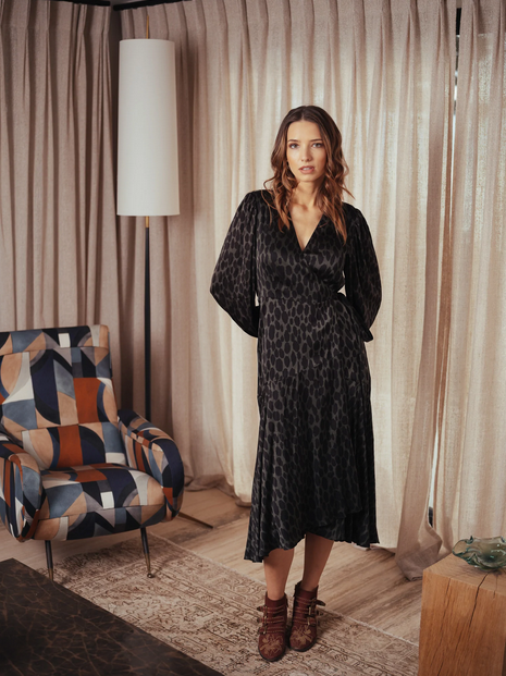 Moon Maxi Dress Olive Animal Dot